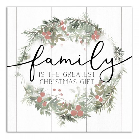 Family is the Greatest Christmas Gift 16x16 Canvas Wall Art