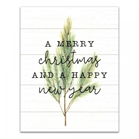 Merry Christmas and Happy New Year 11x14 Canvas Wall Art