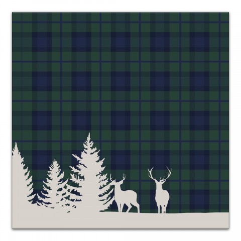 Plaid Snow Scene 12x12 Canvas Wall Art