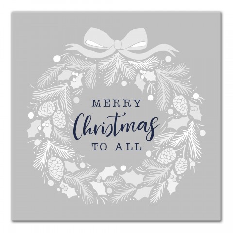 Neutral Christmas Wreath 12x12 Canvas Wall Art
