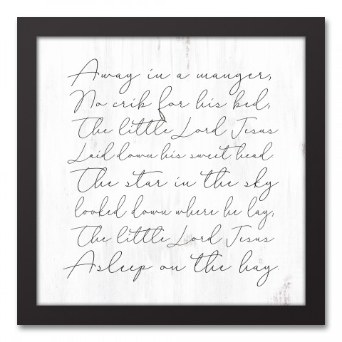 Away in a Manger 12x12 Black Framed Canvas