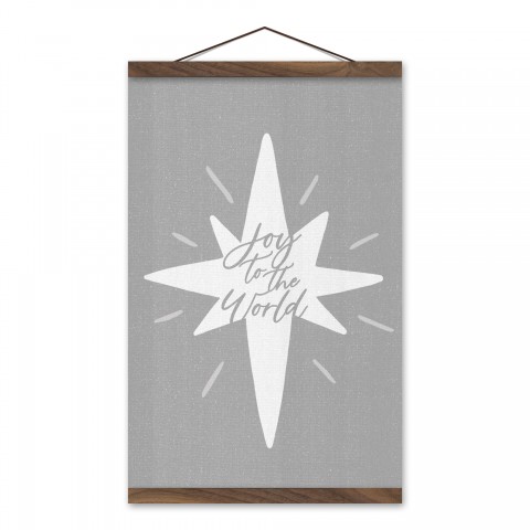 Joy to the World 12x18 Teak Hanging Canvas