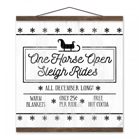 Sleigh Rides 16x16 Teak Hanging Canvas