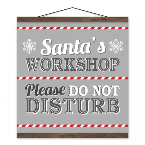 Santa's Workshop 16x16 Teak Hanging Canvas