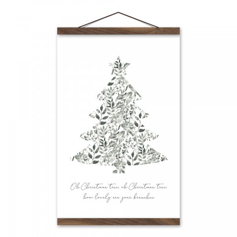 Oh Christmas Tree 12x18 Teak Hanging Canvas