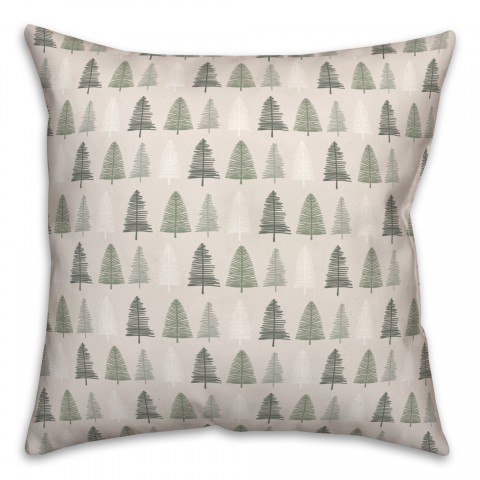 Neutral Green Tree Pattern 18x18 Spun Poly Pillow