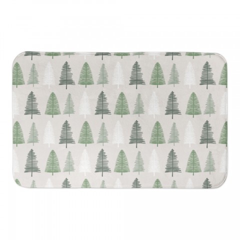 Neutral Green Tree Pattern 34x21 Bath Mat