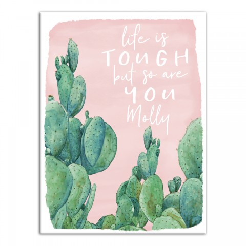 Life is Tough Watercolor Cactus 12x16 Personalized Canvas Wall Art