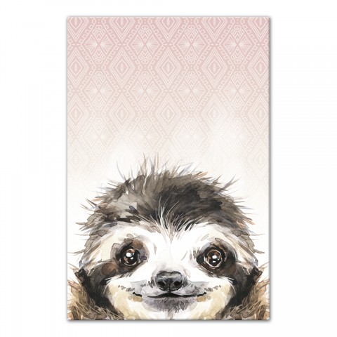 Sloth on Blush 16x24 Canvas Wall Art