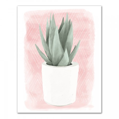 Succulent on Pink Pattern 11x14 Canvas Wall Art