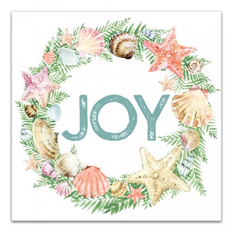 Joy Coastal Wreath 16x16 Canvas Wall Art