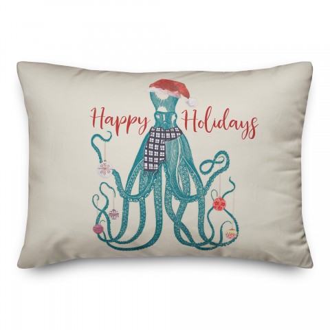 Holiday Octopus 14x20 Spun Poly Pillow