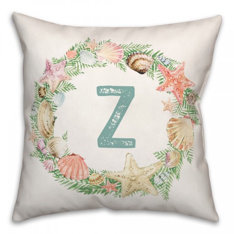 Coastal Christmas Monogram - Z 18x18 Spun Poly Pillow
