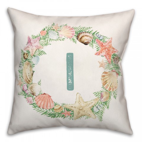 Coastal Christmas Monogram - I 18x18 Spun Poly Pillow