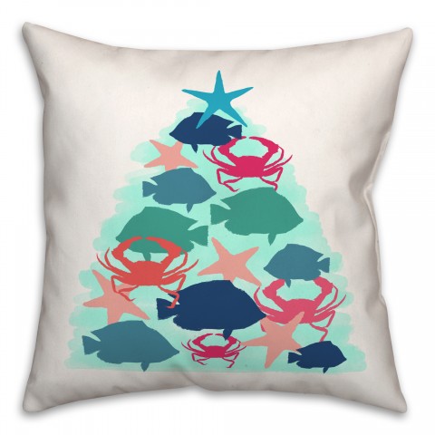 Coastal Critters Tree 18x18 Spun Poly Pillow