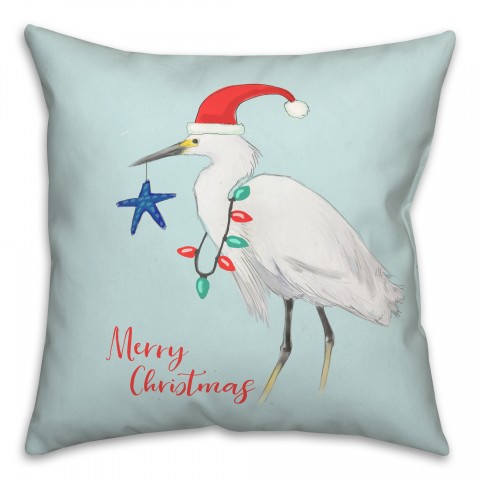 Christmas Crane 18x18 Spun Poly Pillow