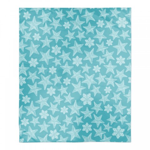 Starfish and Snowflake Pattern 50x60 Sherpa Fleece Blanket