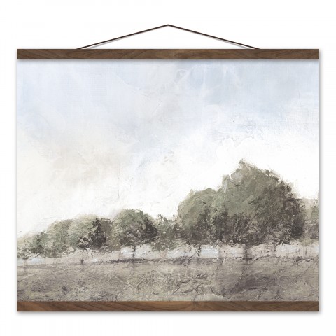 Muted Treescape 20x16 Teak Hanging Canvas