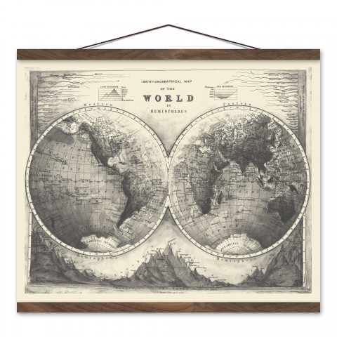 Vintage Rustic Map 20x16 Teak Hanging Canvas