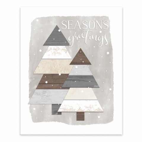 Seasons Greetings Shiplap Christmas Trees 8x10 Tabletop Canvas