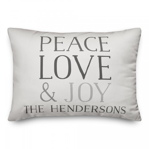 Peace Love and Joy 14x20 Personalized Spun Poly Pillow