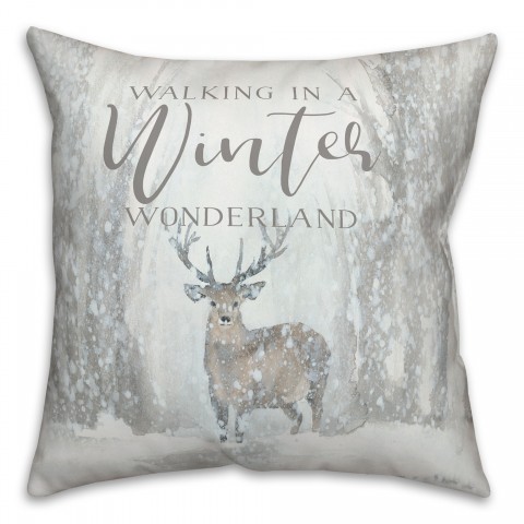 Deer Winter Wonderland 18x18 Spun Poly Pillow