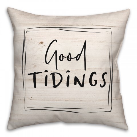 Black and White Good Tidings 18x18 Spun Poly Pillow