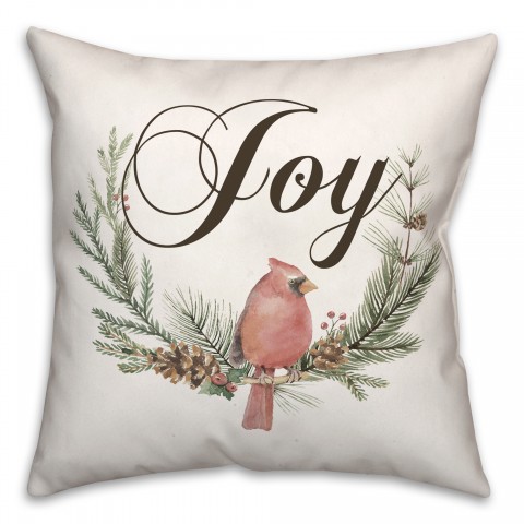 Joy Cardinal on Branch 18x18 Spun Poly Pillow