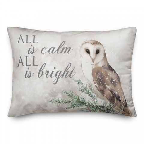 All is Calm and Bright Owl 14x20 Spun Poly Pillow
