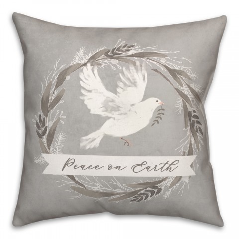 Peace on Earth Dove 18x18 Spun Poly Pillow