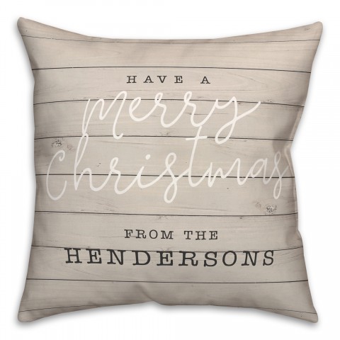 Merry Christmas Shiplap 18x18 Personalized Spun Poly Pillow