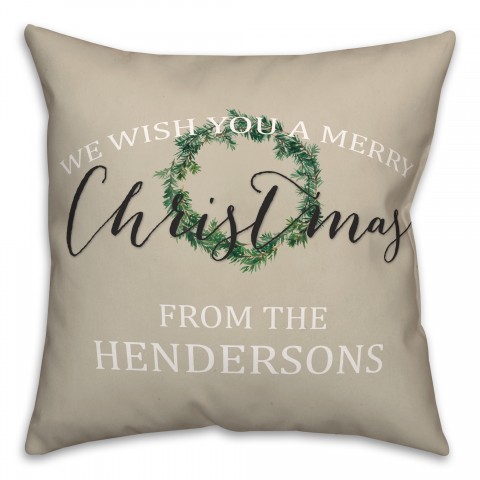 Merry Rustic Christmas 18x18 Personalized Spun Poly Pillow