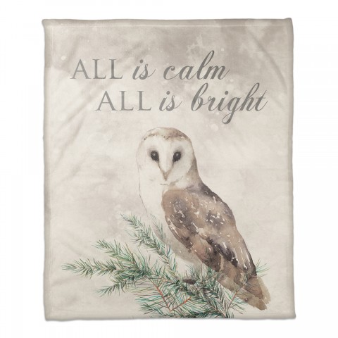 All is Calm and Bright Owl 50x60 Coral Fleece Blanket