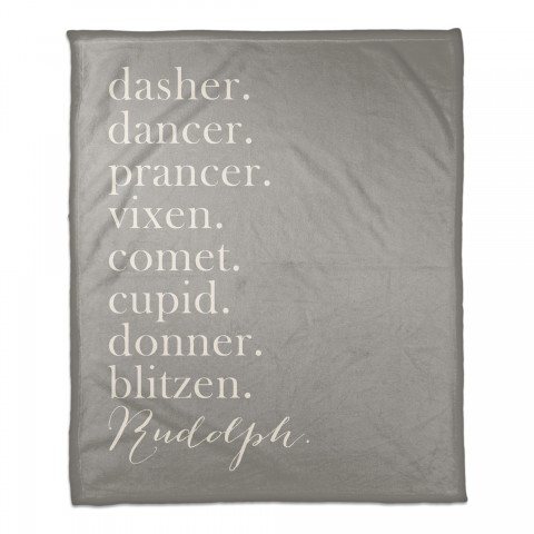 Distressed Gray Wood with Reindeer Names 50x60 Coral Fleece Blanket