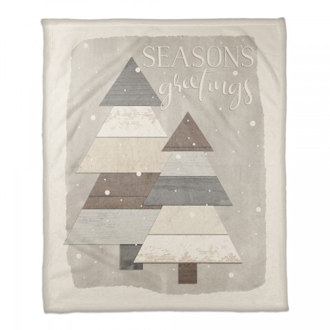 Seasons Greetings Shiplap Christmas Trees 50x60 Coral Fleece Blanket