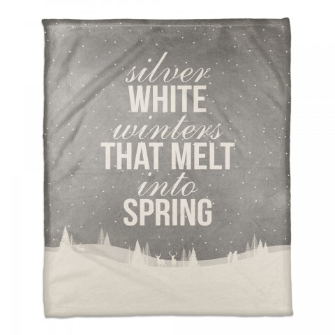 Silver WhiteWinters Melt into Spring Snowscape 50x60 Coral Fleece Blanket