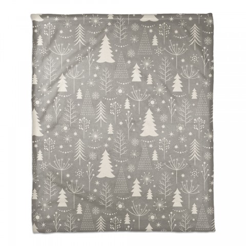 Gray Christmas Tree Pattern 50x60 Coral Fleece Blanket