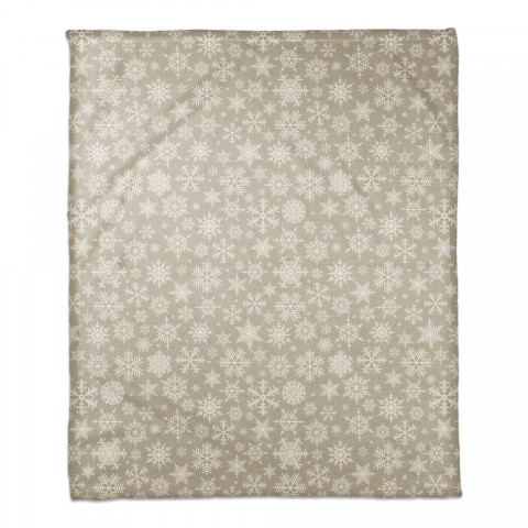 Snowflakes on Beige 50x60 Coral Fleece Blanket
