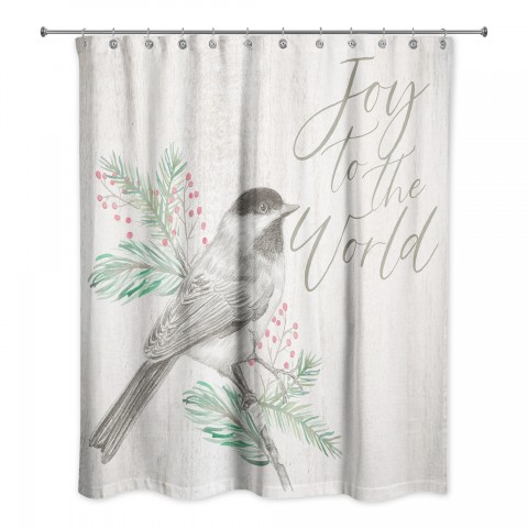 Joy to the World Bird on Branch 71x74 Shower Curtain