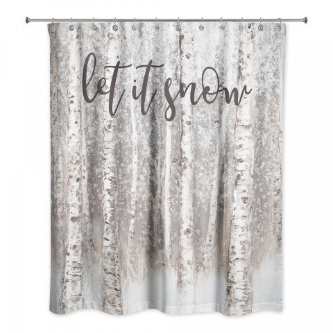 Let it Snow Brown Birches 71x74 Shower Curtain