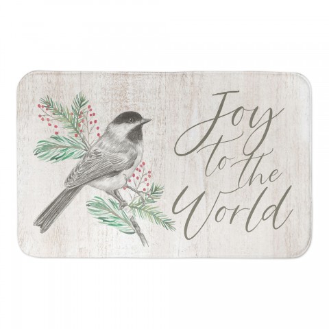 Joy to the World Bird on Branch 34x21 Bath Mat