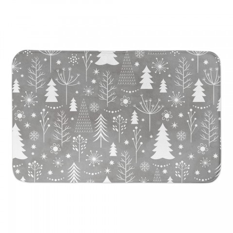 Gray Christmas Tree Pattern 34x21 Bath Mat
