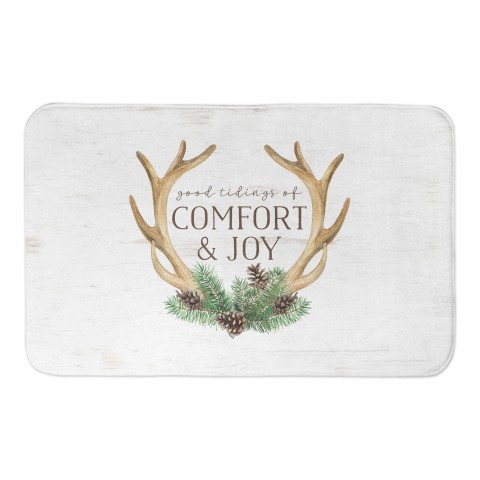 Good Tidings of Comfort and Joy Antlers 34x21 Bath Mat