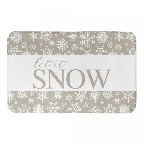 Snowflakes on Beige Let it Snow 34x21 Bath Mat
