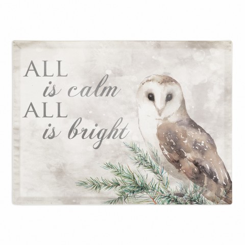 All is Calm and Bright Owl 18x14 Poly Twill Placemat
