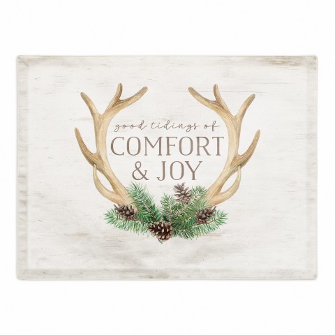 Good Tidings of Comfort and Joy Antlers 18x14 Poly Twill Placemat