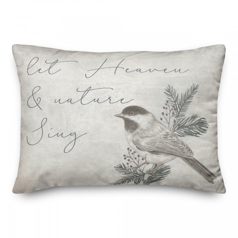 Heaven and Nature Sing Gray Bird 14x20 Spun Poly Pillow