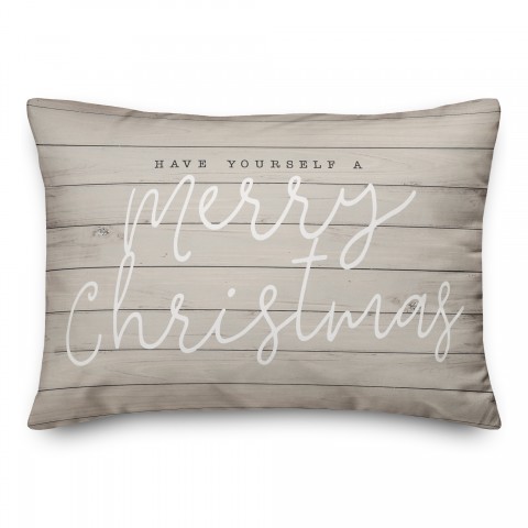 Merry Christmas Shiplap 14x20 Spun Poly Pillow