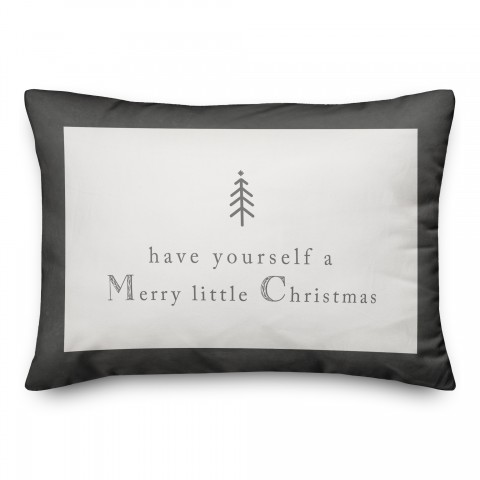 Merry Little Christmas Gray Slate 14x20 Spun Poly Pillow