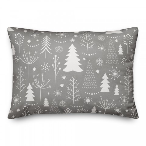 Gray Christmas Tree Pattern 14x20 Spun Poly Pillow